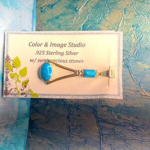 Vintage 925 Sterling Silver w/ Turquoise stones Pendant